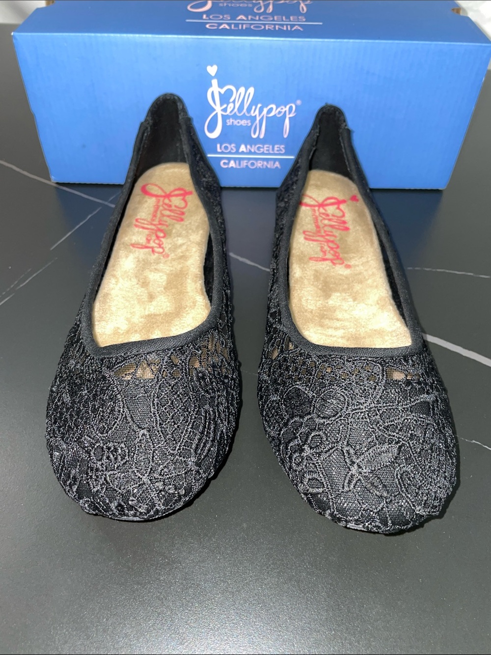 JELLYPOP BLACK CROCHET BALLET FLATS FTL-08-207
